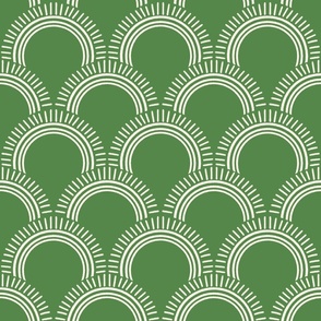 Scallop Radiant Green Sunburst with Rays - Arches Pattern SMALL