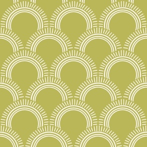 Scallop Radiant Pastel Green Sunburst with Rays - Arches Pattern SMALL