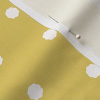 LG White polka dot scalloped flowers on avocado green