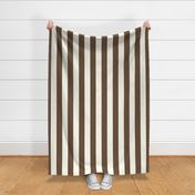 Medium Cabana stripe - brown on cream white - Candy stripe - Awning stripes - Striped wallpaper