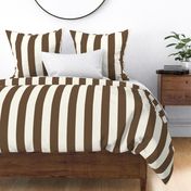 Medium Cabana stripe - brown on cream white - Candy stripe - Awning stripes - Striped wallpaper