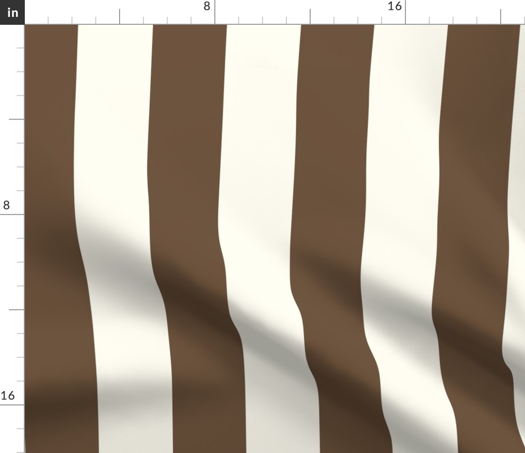 Medium Cabana stripe - brown on cream white - Candy stripe - Awning stripes - Striped wallpaper