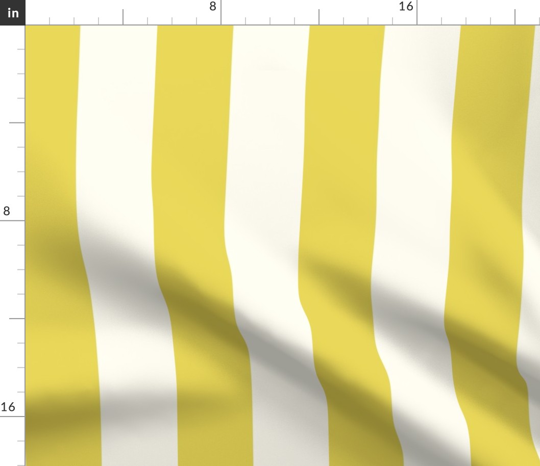 Medium Cabana stripe - Sunshine yellow on cream white - Candy stripe - Awning stripes - Striped wallpaper