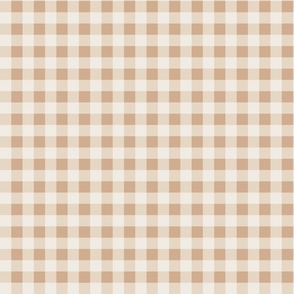 Gingham Plaid Check Earth Tone Neutrals_ cream and soft brown tan_ small scale