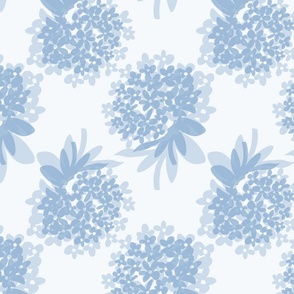 Hydrangea Garden bedding _ monochrome wildflowers _ soft blue _ small scale 