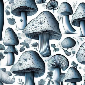 bluegrey mushrooms white background