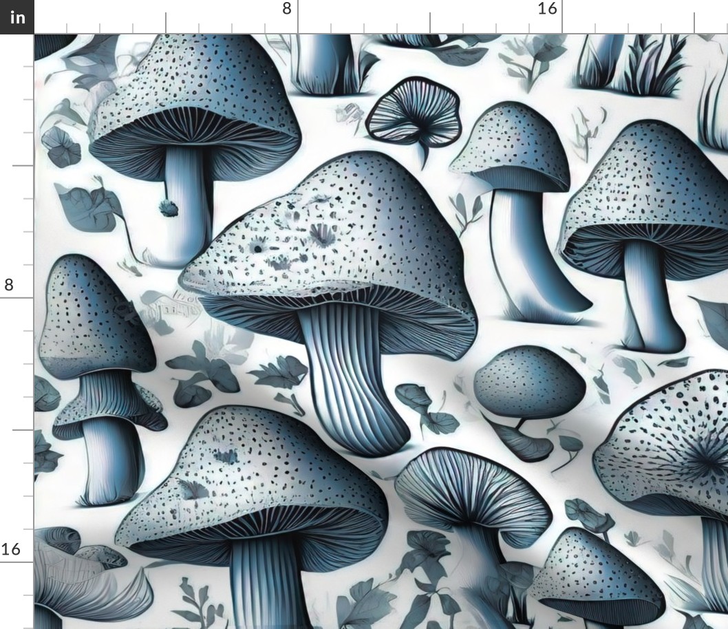 bluegrey mushrooms white background