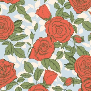 Vintage Style Trailing Rose Red Large