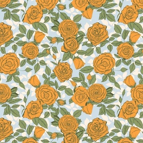 Vintage Trailing Rose in Orange Medium