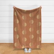 L - Warm Minimalism Boho Wheat Brown Geometric Abstract Circles and Stripes on Terracotta background
