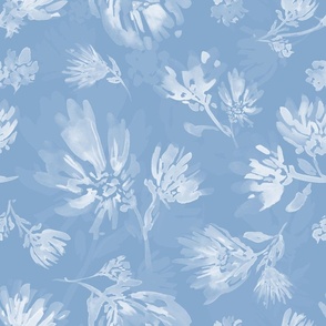 (L) sky blue flowers watercolor