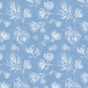 (M) sky blue flowers watercolor