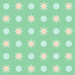 stars and dots blender spring green approx 2 two inch stars grid pattern pastel aqua peach quilt back kitchen wallpaper
