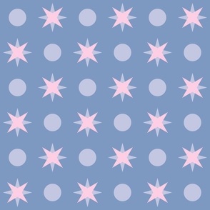 stars and dots blender soft blue approx 2 two inch stars grid pattern pastel lavender pink quilt back kitchen wallpaper