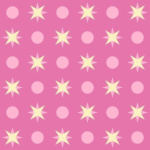 stars and dots blender rose pink approx 2 two inch stars grid pattern pastel yellow pink quilt back kitchen wallpaper