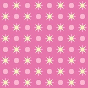 stars and dots blender rose pink approx 1 one inch stars grid pattern pastel yellow pink quilt back kitchen wallpaper