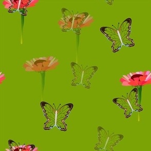 Butterflies Flowers 8x8