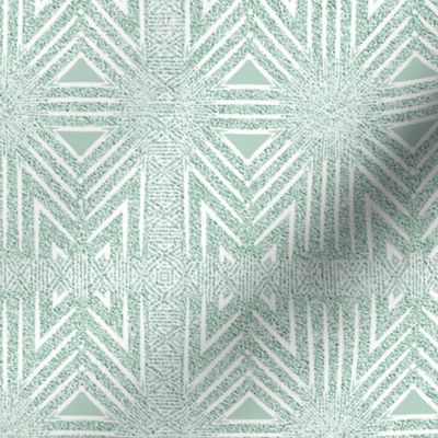 Wicker Pattern in Velvety Pastel Green and White  SMALL  