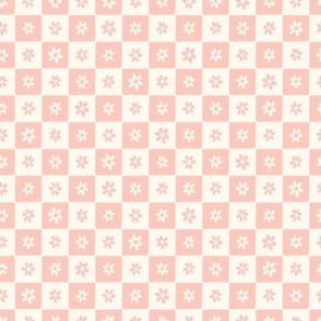 Micro | Flower Checks in Pink and Cream