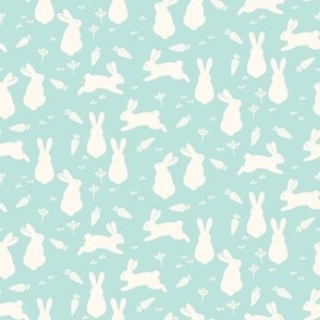 Small | Playful Bunny Silhouettes on Mint