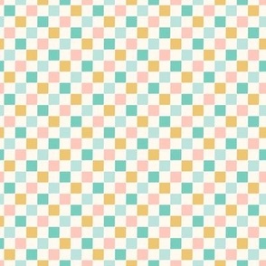 Micro Pastel Checkers in Mint, Pink and Cream