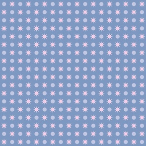 stars and dots blender soft blue approx 1/2 half inch stars grid pattern pastel lavender pink quilt back kitchen wallpaper