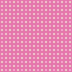 stars and dots blender rose pink approx 1/2 half inch stars grid pattern pastel yellow pink quilt back kitchen wallpaper