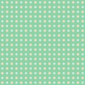 stars and dots blender spring green approx 1/2 half inch stars grid pattern pastel aqua peach quilt back kitchen wallpaper
