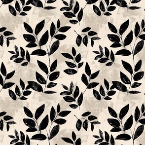 Rustic Charcoal Leaves Pattern