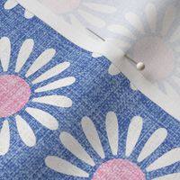Retro Daisy Periwinkle white pink LARGE SCALE