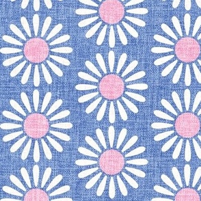 Retro Daisy Periwinkle white pink LARGE SCALE