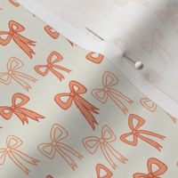 Retro Coquette Ribbons and Bows - Small Scale - in Coral Pink and Ivory