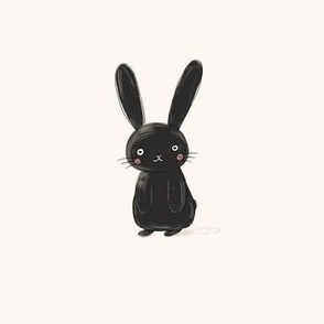 Midnight Rabbit Illustration - Cute Nursery Fabric