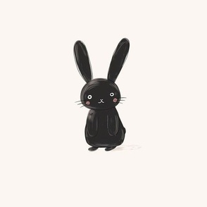 Jumbo Midnight Rabbit Illustration - Cute Nursery Fabric