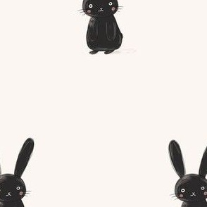 Small Midnight Rabbit Illustration - Cute Nursery Fabric