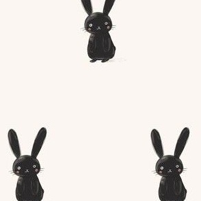 Tiny Midnight Rabbit Illustration - Cute Nursery Fabric