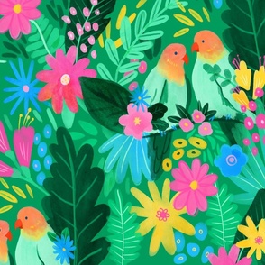 Love Birds - Green - large print