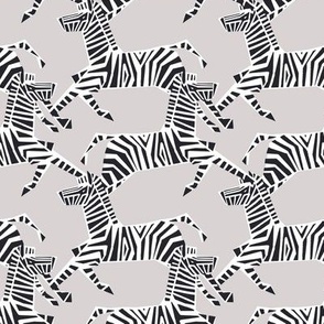 Zebra Parade - Monochrome Black and White and silker gray