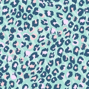 Into the Wild Leopard Print MInt Blue by Jac Slade