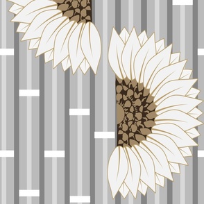 (L) White Sunflower trails on Grey