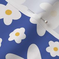 Large Spring white, yellow daisy on blue 