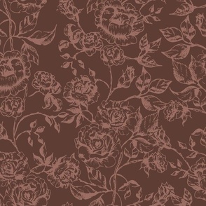 Toile de Jouy Trailing Roses in Red