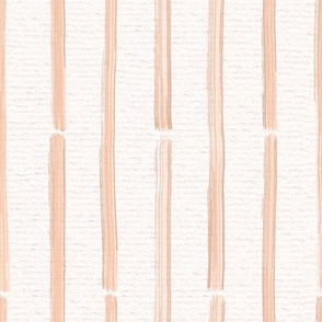 Hand drawn half inch watercolour paint striped pattern – painted geometric brush strokes on a warm cream watercolour paper texture. Beige and ecru with peach fuzz and apricot orange.