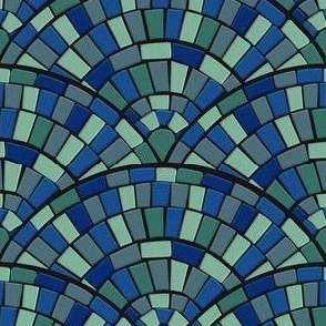 Medium- Blue | Mosaic art tiles  | Tesselate | Arches | circles