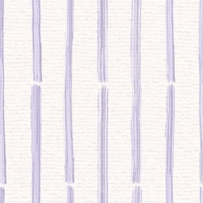 Hand drawn half inch watercolour paint striped pattern – painted geometric brush strokes on a warm cream watercolour paper texture. Beige and ecru with digital lavender and lilac purple.