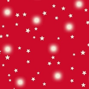 Medium-Christmas Cream STARS on Red
