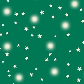 Medium-Christmas Cream STARS on Green