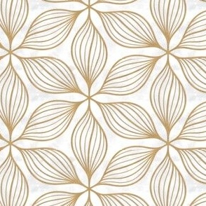 S //  Golden stars - Neutral Geometric flower on white velvet base