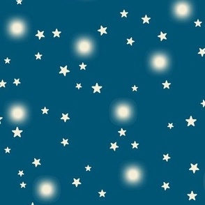 Medium-Christmas Cream STARS on Blue
