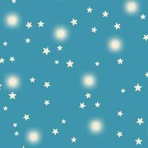 Medium-Christmas Cream STARS on Dusty Blue